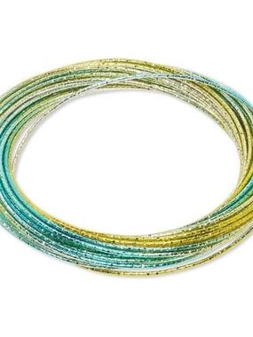 Womens Stainless Steel Multi-Color Interlocking Bangle Bracelet